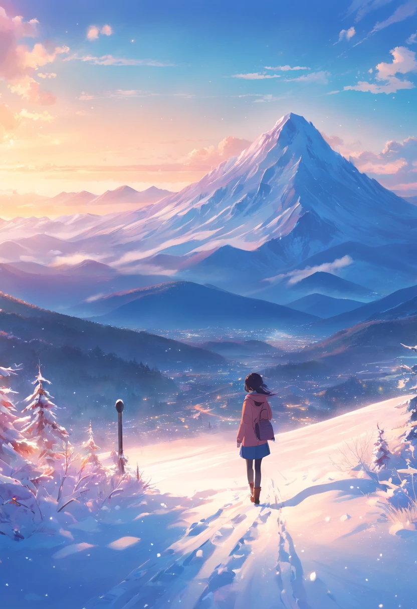 (((masterpiece))),best quality, snow mountain, scenery, sky, outdoors,