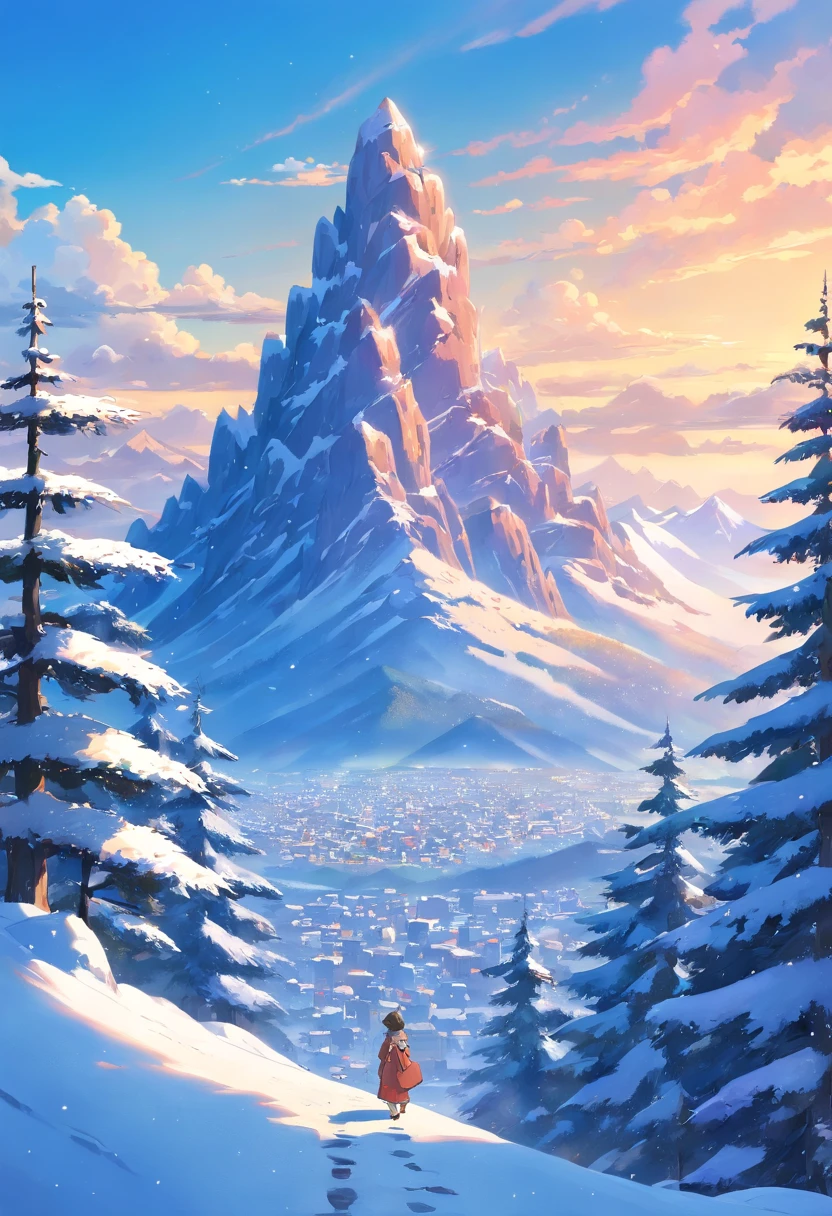 (((masterpiece))),best quality, snow mountain, scenery, sky, outdoors,