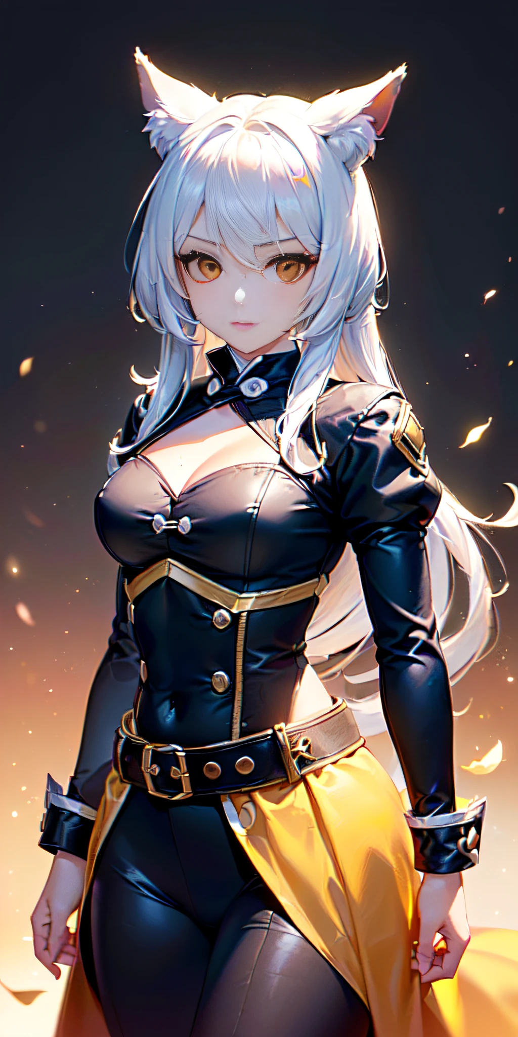 ((volumetric illumination, Las mejores sombras, Portrait Of Stunningly Beautiful Girl, guy, Delicate beautiful attractive and symmetrical face with attractive yellow eyes, pecho redondos, senos medianos, Pelo corto de color naranja, cintura delgada, En pie, (highest qualityr, Detalles asombrosos:1.25), (solamente:1.3), Pinturas coloridas brillantes, Personaje de anime con cola de zorro, Una hermosa dama zorro, Una hermosa mujer kitsune, retrato, mini falda corta, levanta la falda, Sudadera con capucha blanca, Sudadera con capucha azul y blanca))