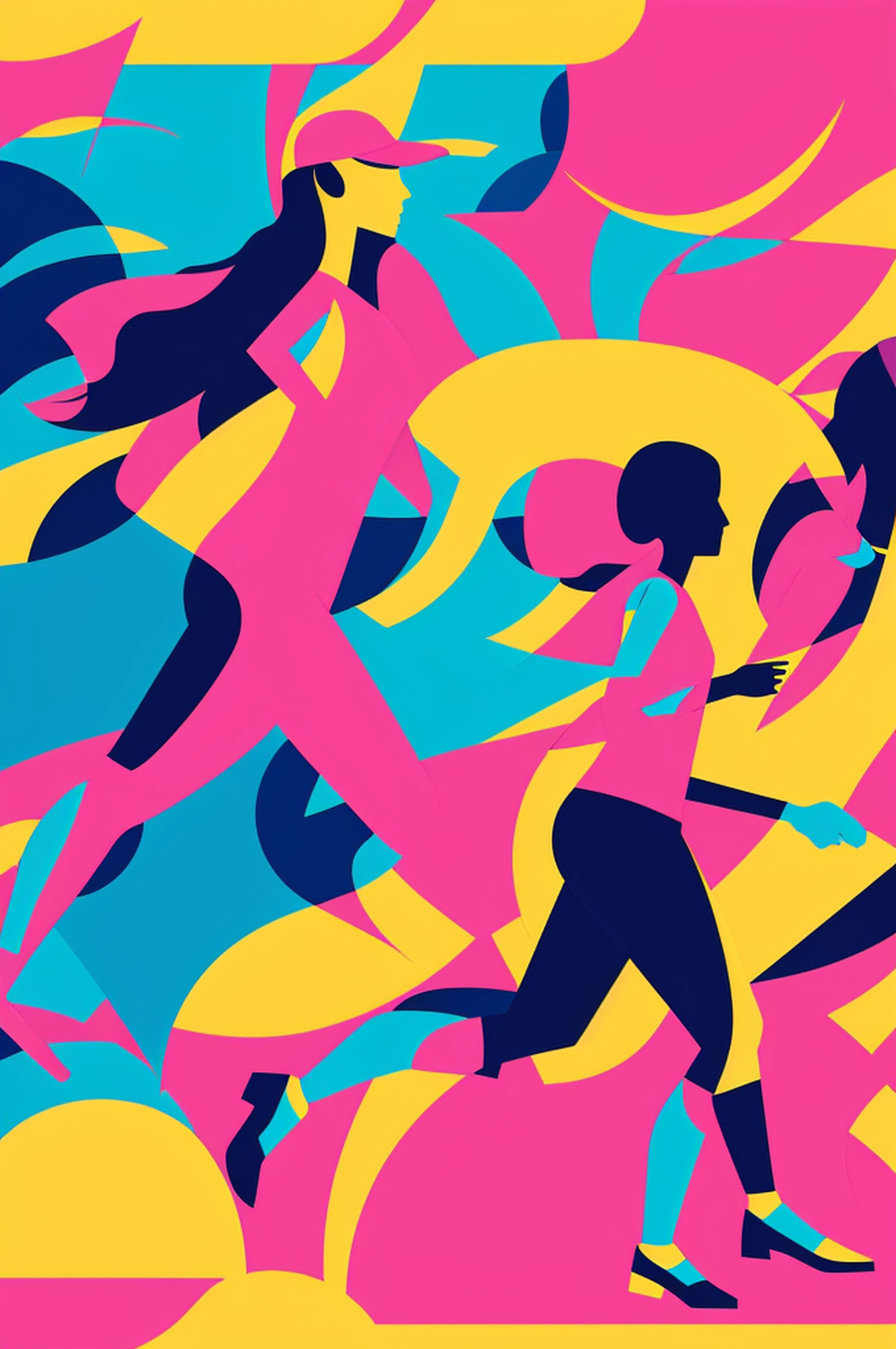vector women, vector men, running race, colorfull, active background