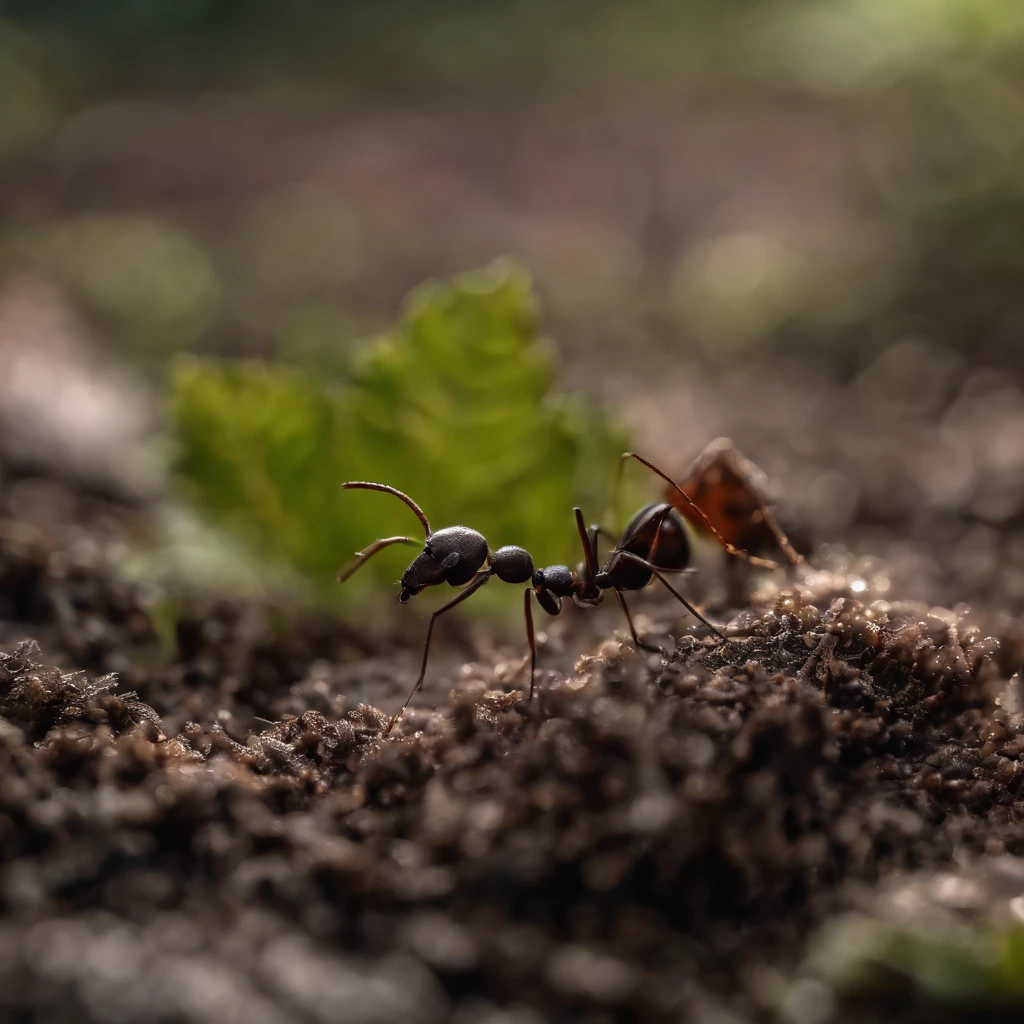 an ant in the frozen froest