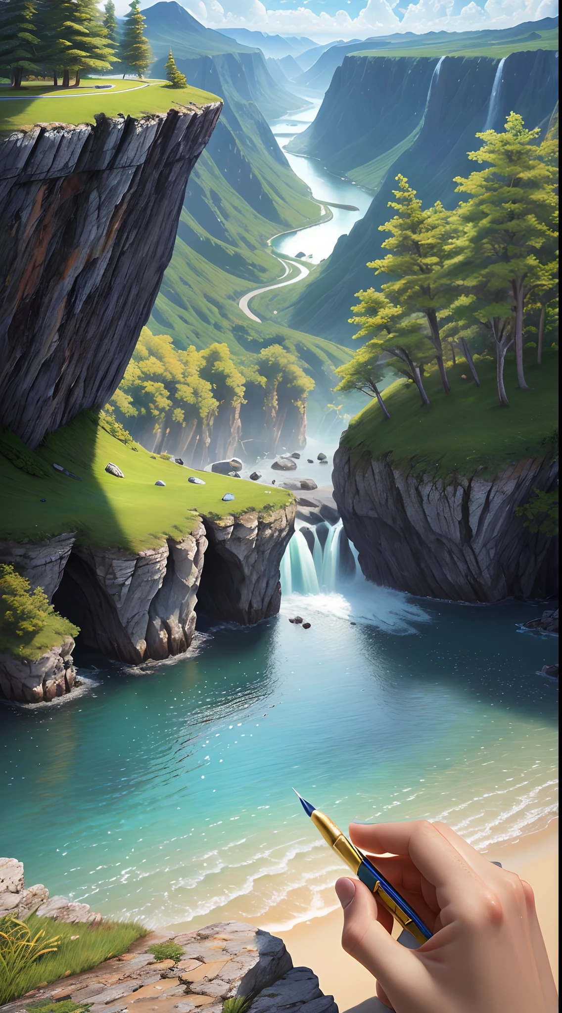 landscape, water, (extremely detailed CG unity 8k wallpaper), most beautiful artwork in the world, professional majestic oil painting, intricate, High Detail, Sharp focus, dramatic, photorealistic painting art