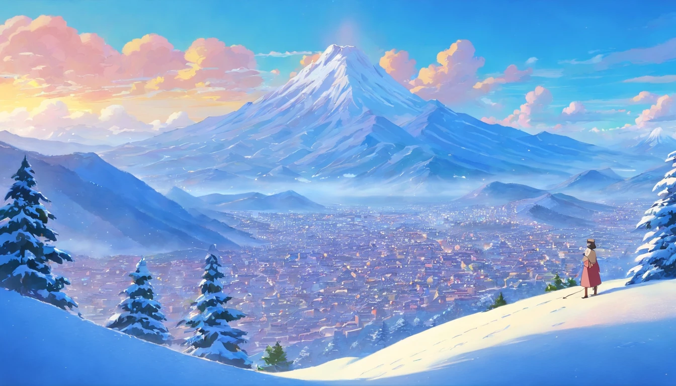 (((masterpiece))),best quality, snow mountain, scenery, sky, outdoors,