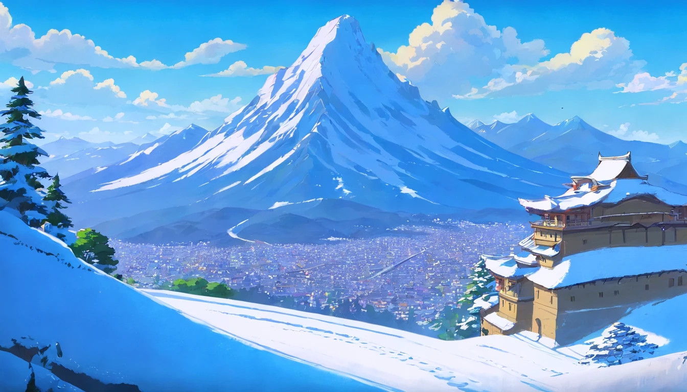 (((masterpiece))),best quality, snow mountain, scenery, sky, outdoors,