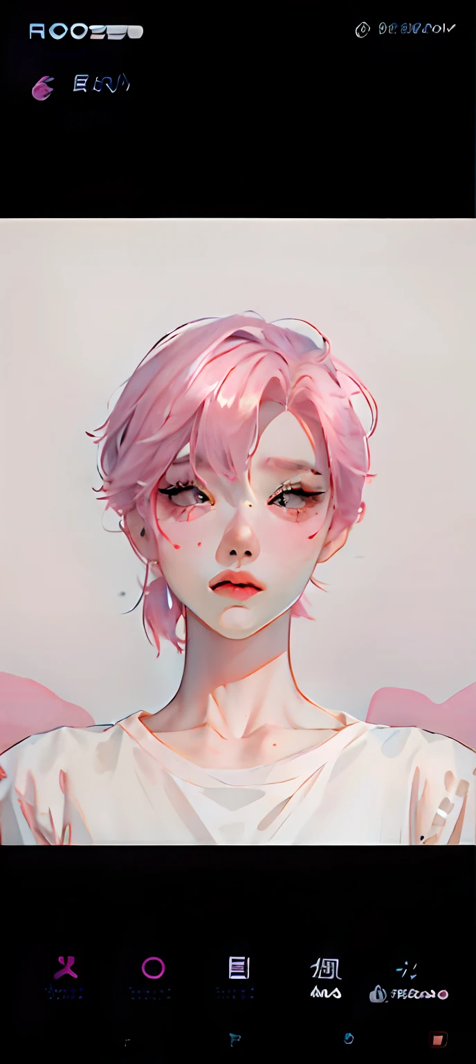 a close up of a person with pink hair and a white shirt, inspired by Yanjun Cheng, kawaii realistic portrait, artwork in the style of guweiz, 3 d anime realistic, realistic anime 3 d style, anime realism style, cute girl with short pink hair, 8k portrait render, smooth anime cg art, soft portrait shot 8 k, realistic artstyle
