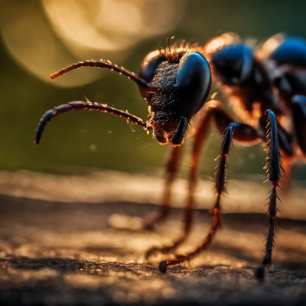 an ant in shiny Christmas night with colorful light