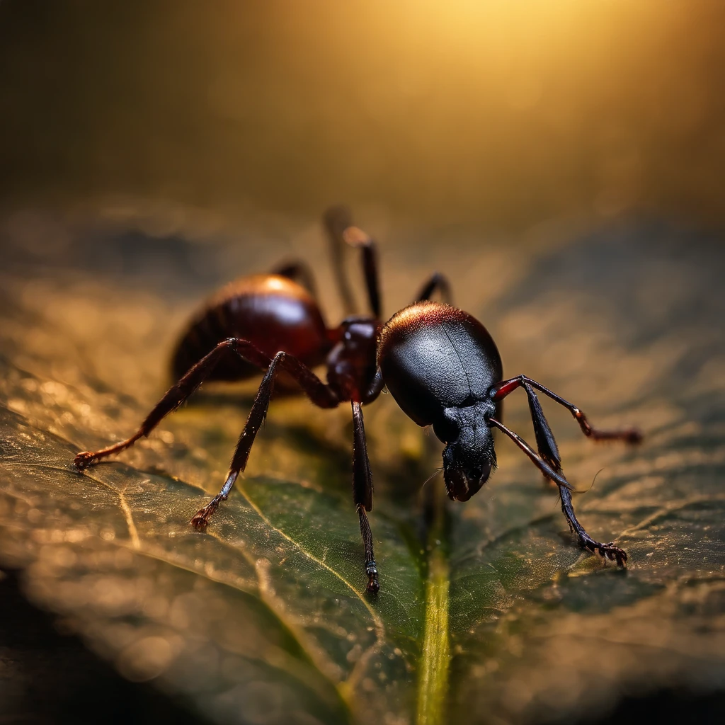 an ant in the Shiny Christmas night with colorful light