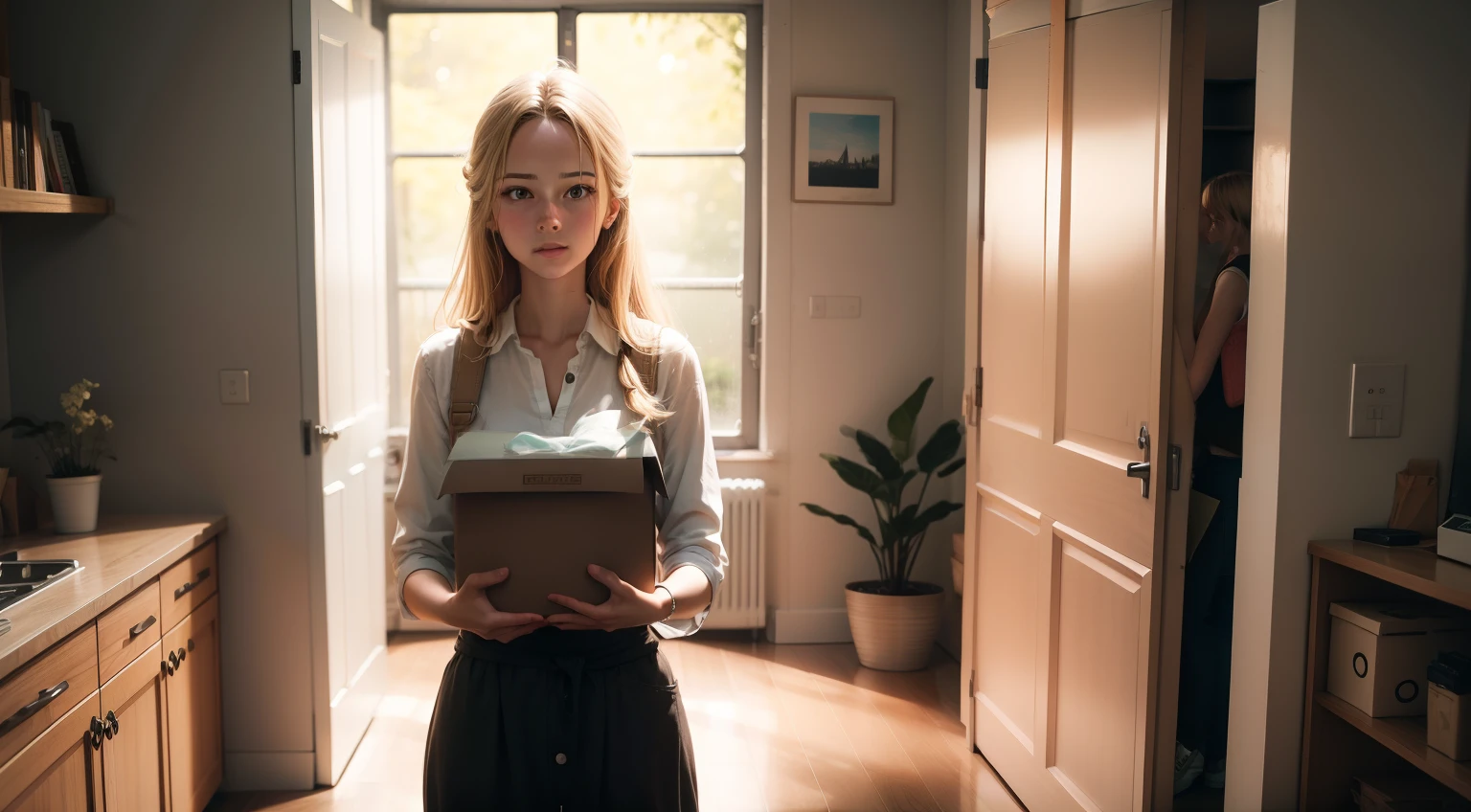 holding a box
