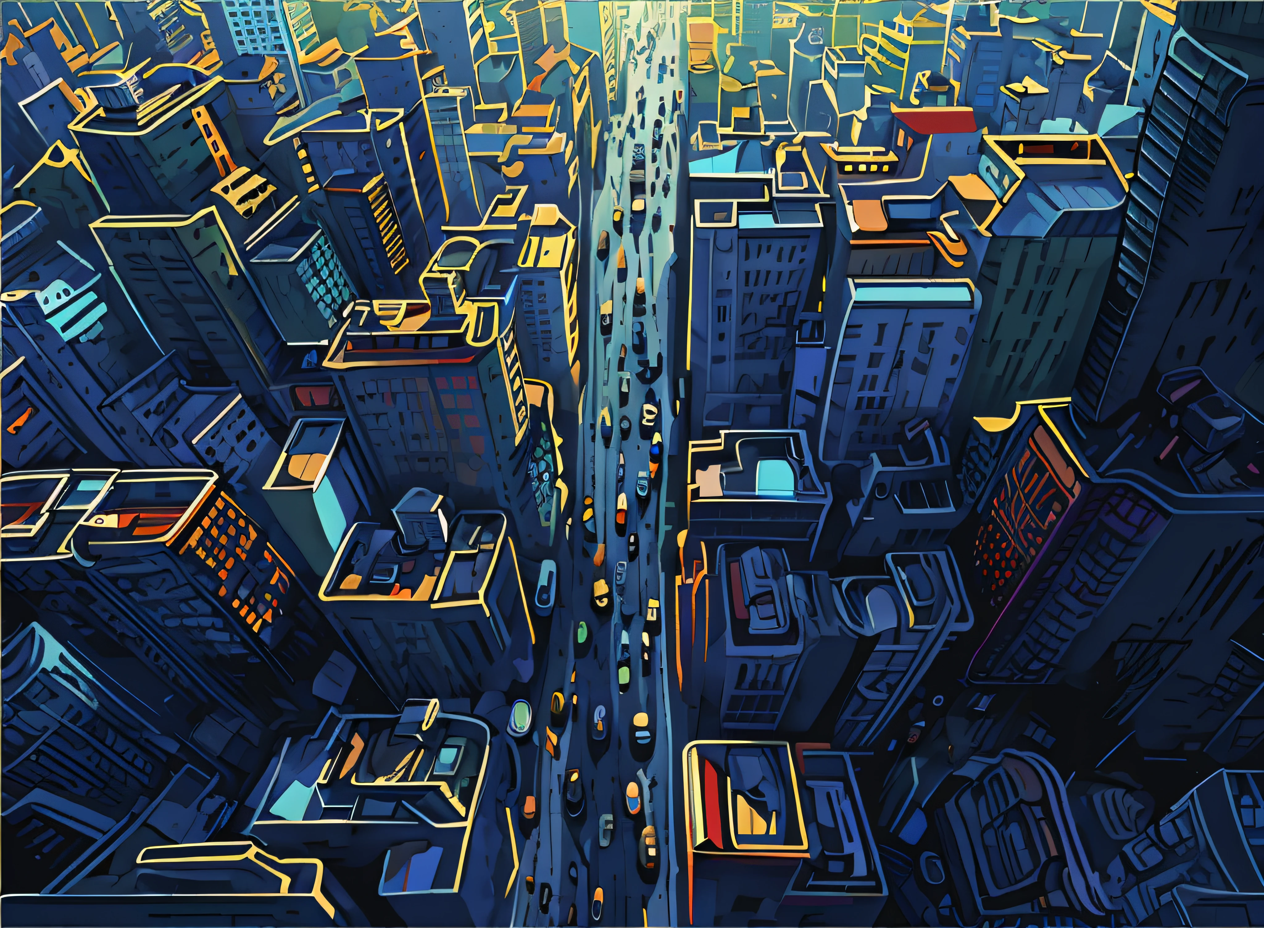 colorful city in vector style