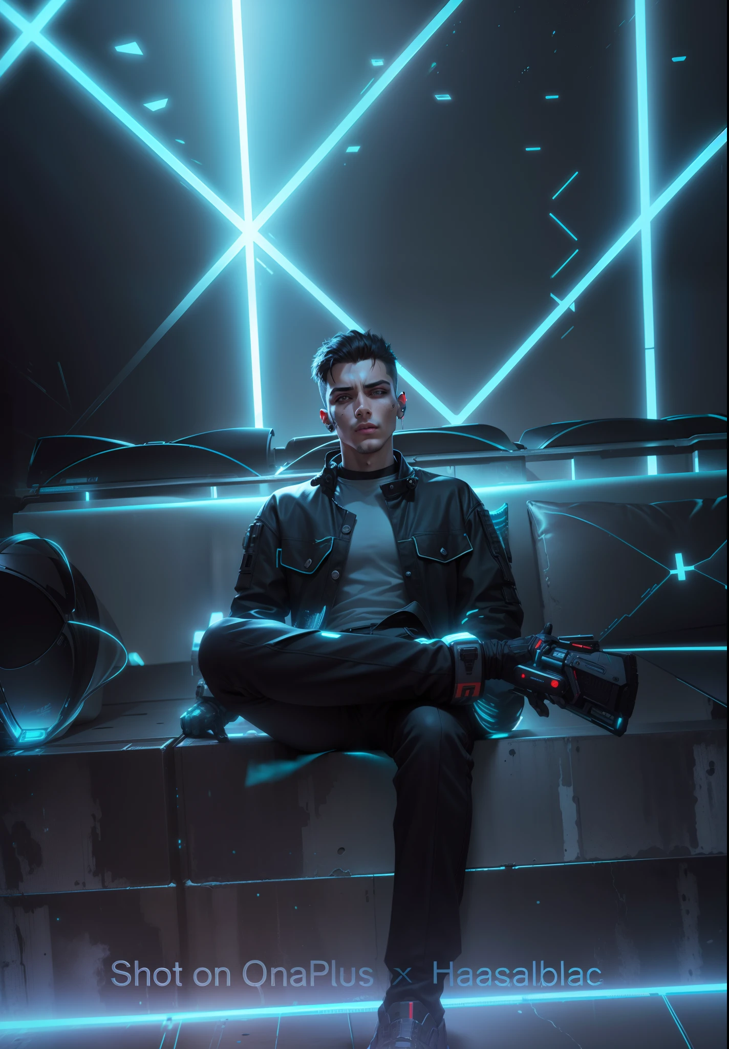 Change background cyberpunk handsome boy, realistic face, 8k, ultra realistic