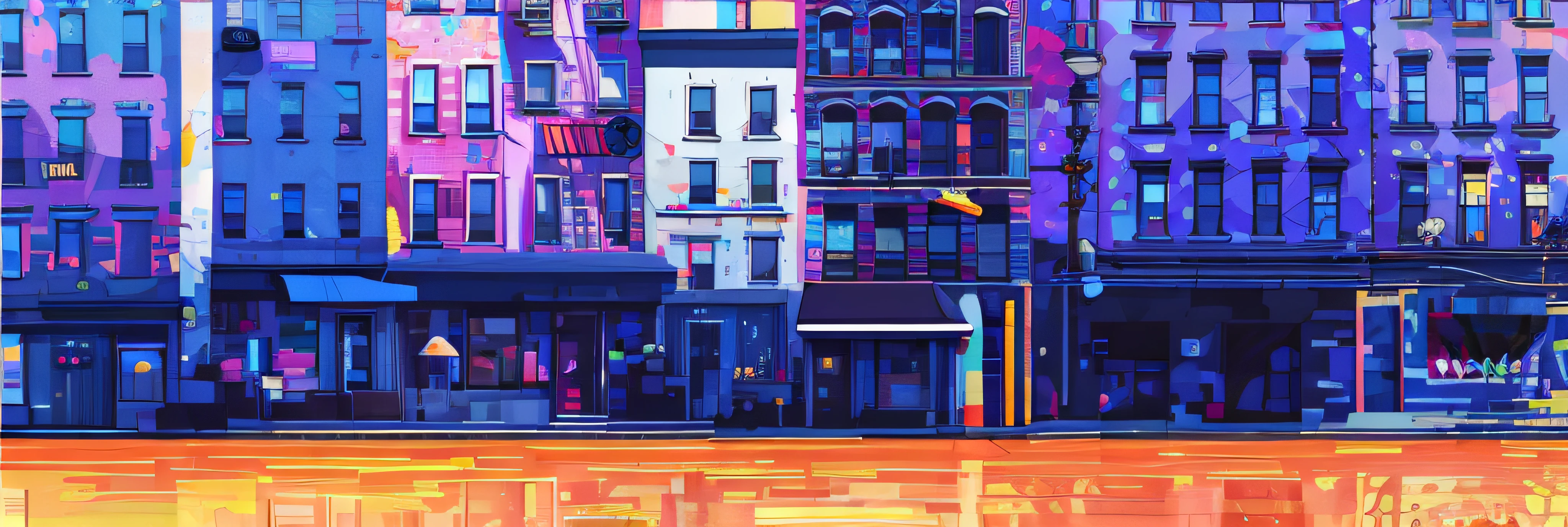 colorful street in vector style, high saturation