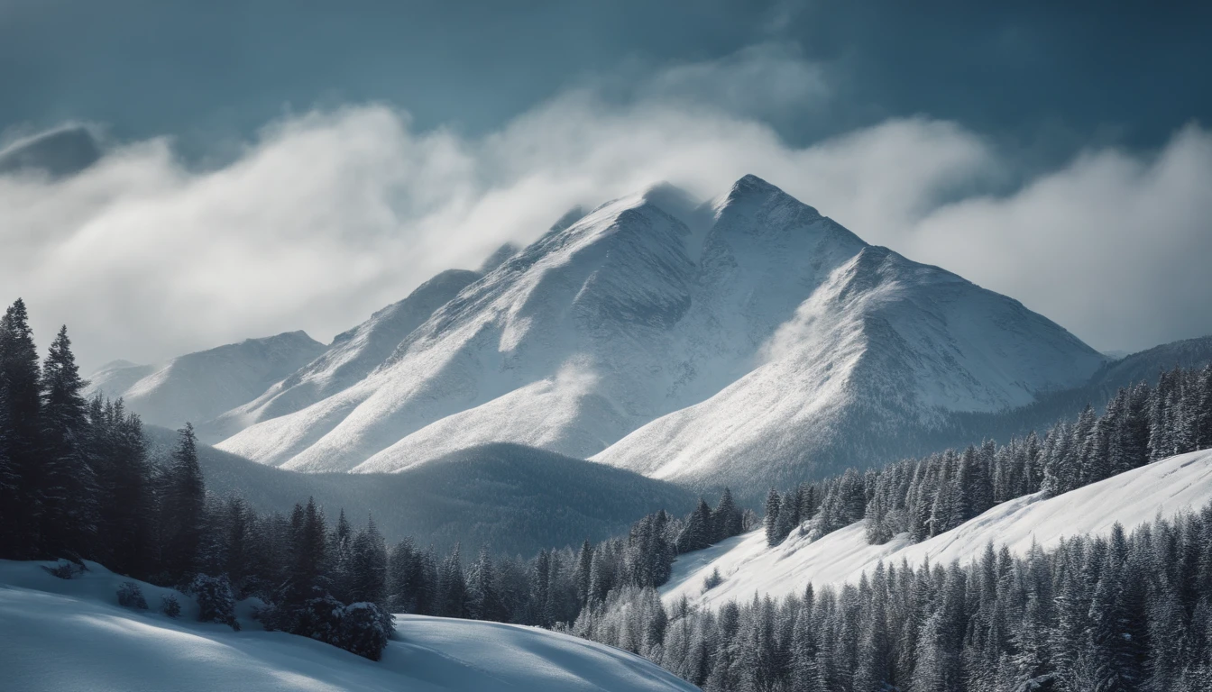 Snow Mountain with Twin Peaks,