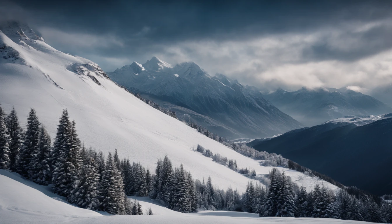 Snow Mountain with Twin Peaks,