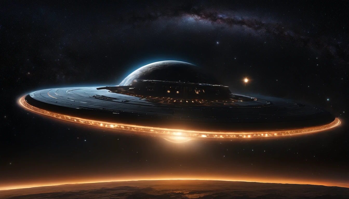 ((Masterpiece)),(Best quality)),Magnificent space image scene,heavenly body,Interstellar,Huge star gates,Spaceship,Shining starry sky,8K,super-fine,high qulity