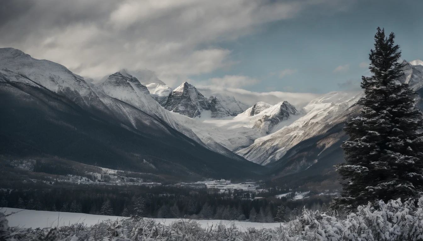 Snow Mountain with Twin Peaks,