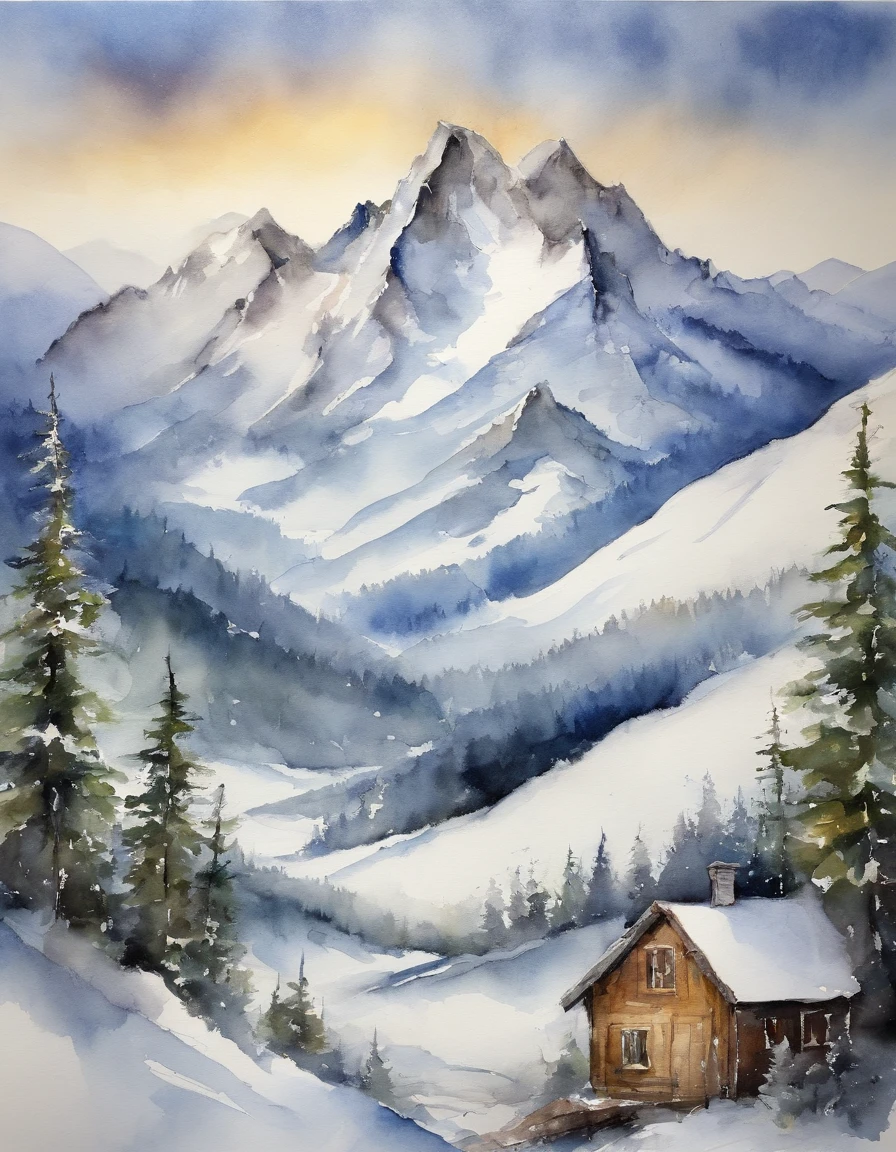 Snow Mountain with Twin Peaks,