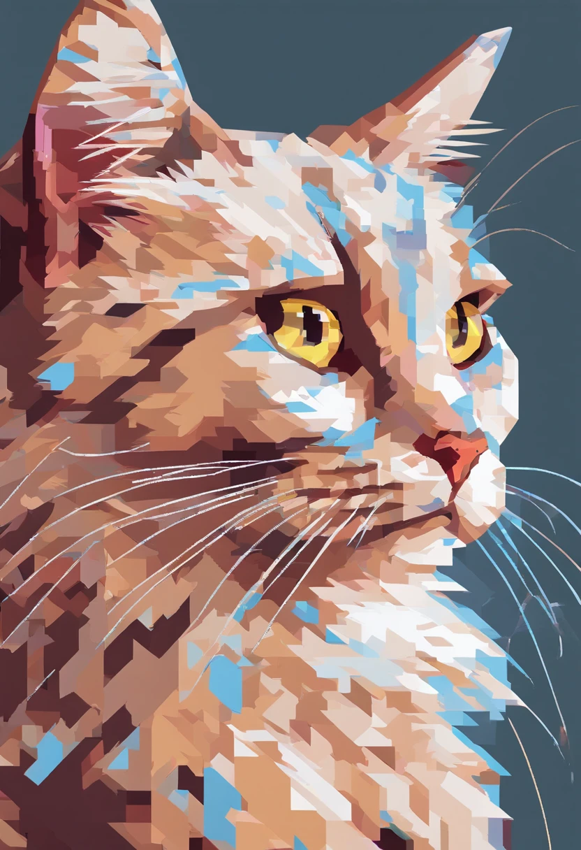 Pixel Art Cat. Cats. 3D pixel art 4K wallpaper. Incredible pixel art details. Pixel art. steam wave. Detailed Unreal Engine pixel art