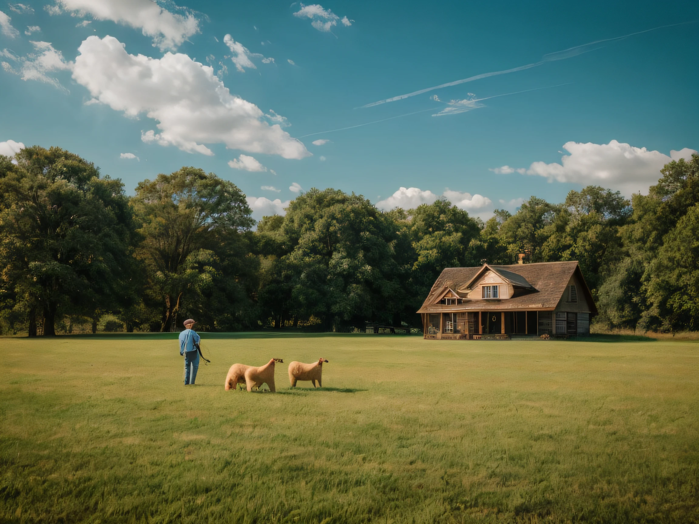 Countryside、Lush big breasts、Empty、(lawns)、naturey、Country life、fanciful, Starskrim, cleanness, Gorgeous, Colorful,Great farewell，24mm，amazing photo, dramatic  lighting, Foto realism, 4K, depth of fields, A high resolution