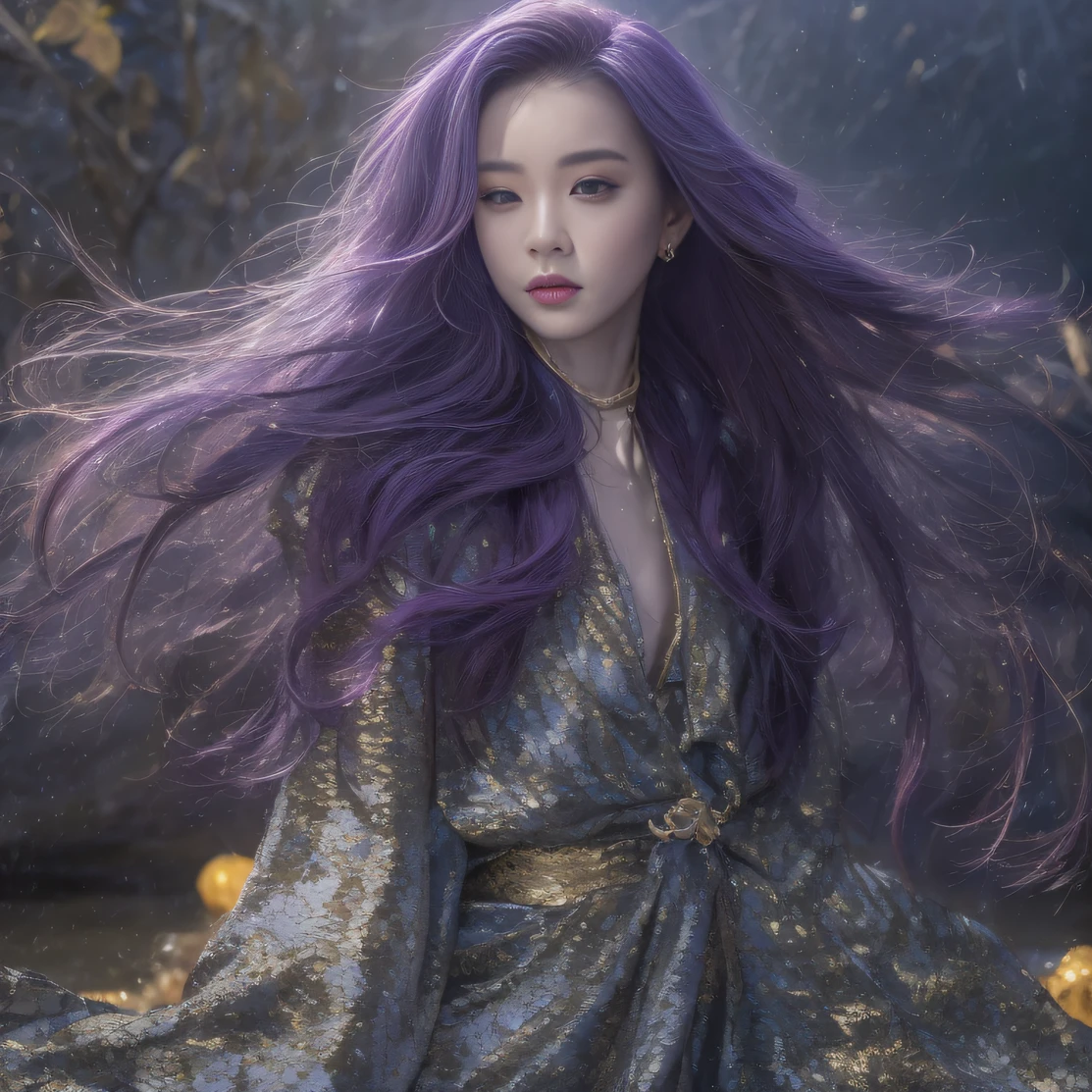Agate glass texture 32K(tmasterpiece,k hd,hyper HD,32K)Long flowing bright purple hair,Autumn Pond,zydink, a color, Asian people (Kizi), (Red scarf), Combat posture, looking at the ground, long whitr hair, Floating bright purple, Fire cloud pattern gold tiara, Chinese long-sleeved gold silk garment, (abstract ink splash:1.2), white backgrounid,Lotus protector(realisticlying:1.4),Bright purple hair,Smoke on the road,The background is pure, A high resolution, the detail, RAW photogr, Sharp Re, Nikon D850 Film Stock Photo by Jefferies Lee 4 Kodak Portra 400 Camera F1.6 shots, Rich colors, ultra-realistic vivid textures, Dramatic lighting, Unreal Engine Art Station Trend, cinestir 800,Long flowing bright purple hair
