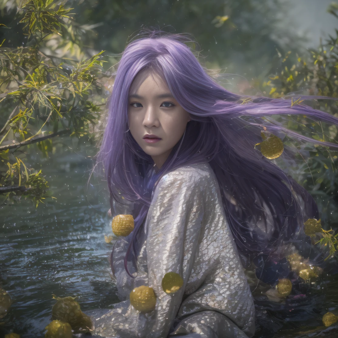 Agate glass texture 32K(tmasterpiece,k hd,hyper HD,32K)Long flowing bright purple hair,Autumn Pond,zydink, a color, Asian people (Kizi), (Red scarf), Combat posture, looking at the ground, long whitr hair, Floating bright purple, Fire cloud pattern gold tiara, Chinese long-sleeved gold silk garment, (abstract ink splash:1.2), white backgrounid,Lotus protector(realisticlying:1.4),Bright purple hair,Smoke on the road,The background is pure, A high resolution, the detail, RAW photogr, Sharp Re, Nikon D850 Film Stock Photo by Jefferies Lee 4 Kodak Portra 400 Camera F1.6 shots, Rich colors, ultra-realistic vivid textures, Dramatic lighting, Unreal Engine Art Station Trend, cinestir 800,Long flowing bright purple hair