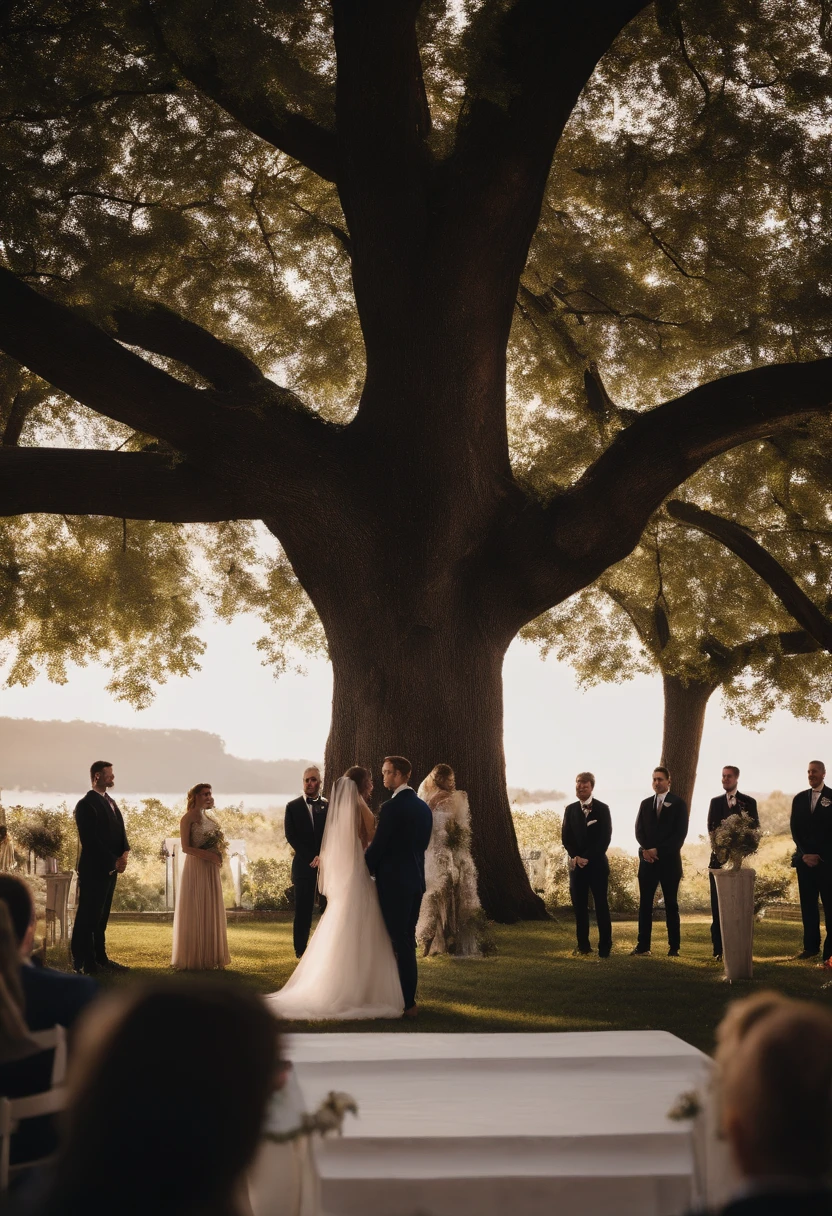 Captain America, wedding ceremony, in front of a big tree