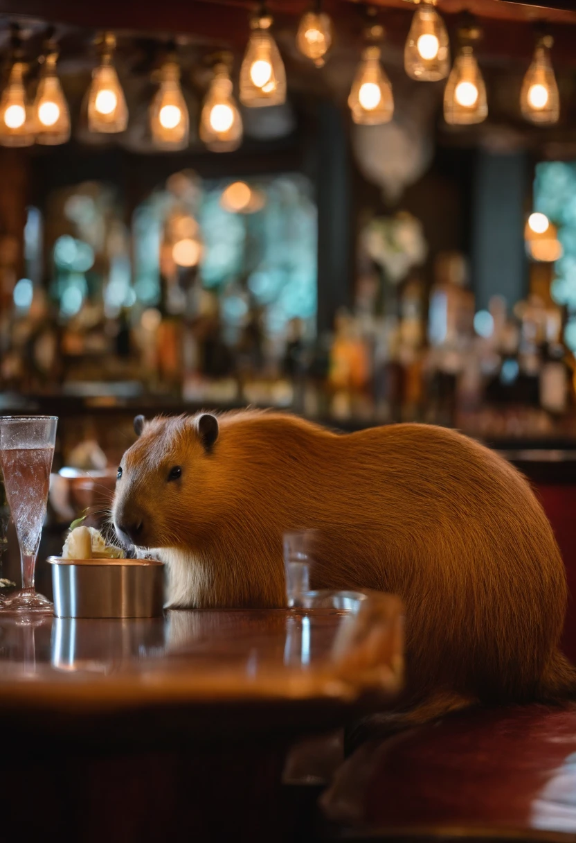 Capybaras sitting in the bar,Is drinking capybaras,Premium bar,Capybaras drinking cocktails,Perfect capybara limbs
