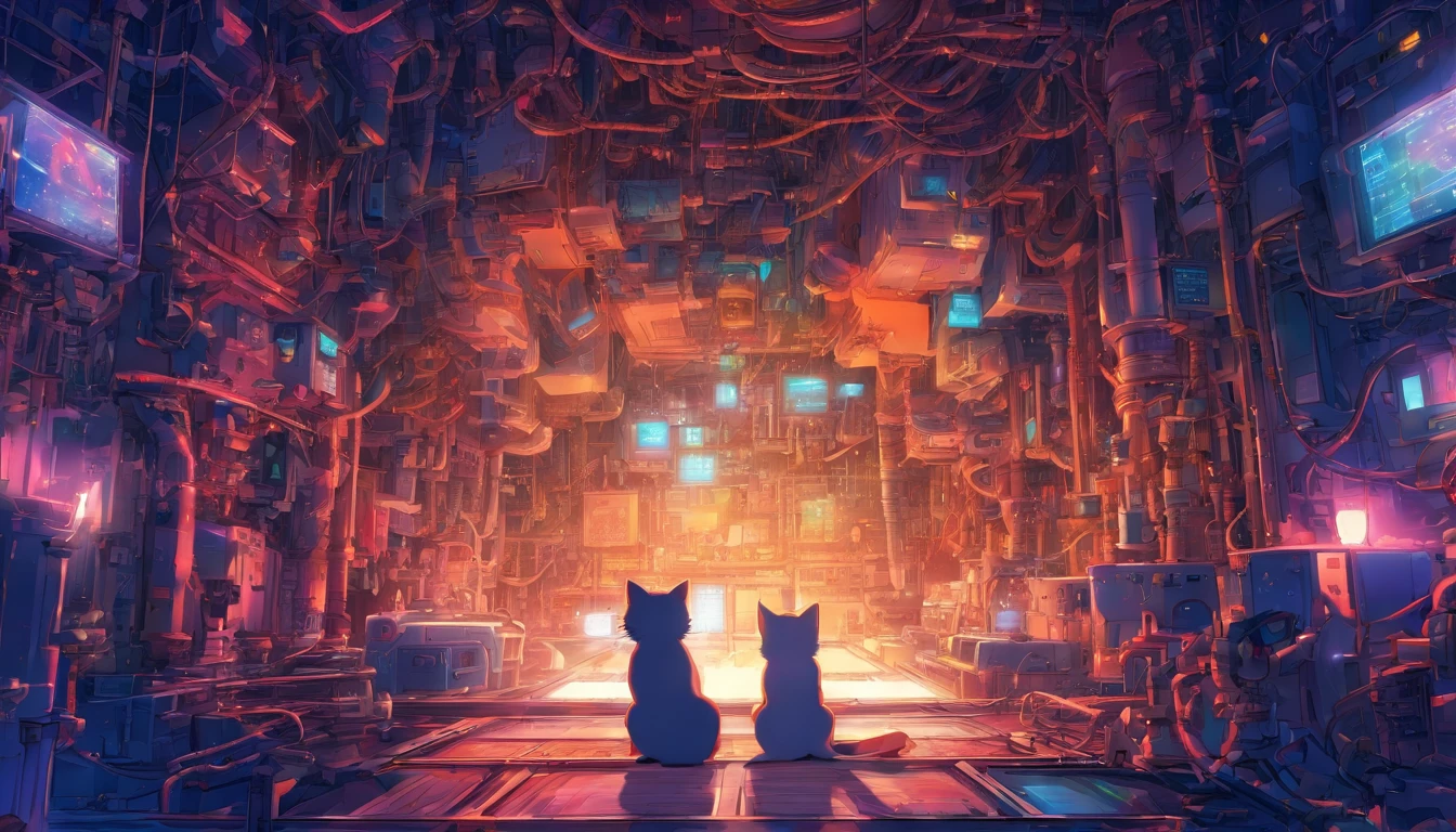 A cat inside a precision instrument, ultra quality, detailed background, --niji 5 --style cute