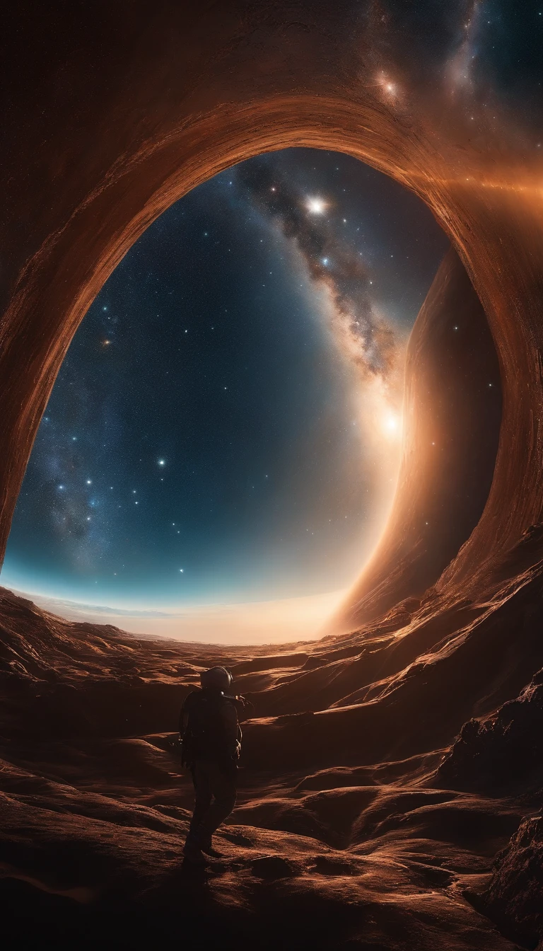 ((Masterpiece)),(Best quality)),Magnificent space image scene,heavenly body,Interstellar,Huge star gates,Spaceship,Shining starry sky,8K,super-fine,high qulity