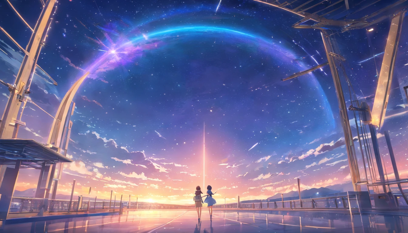 ((Masterpiece)),(Best quality)),Magnificent space image scene,heavenly body,Interstellar,Huge star gates,Spaceship,Shining starry sky,8K,super-fine,high qulity
