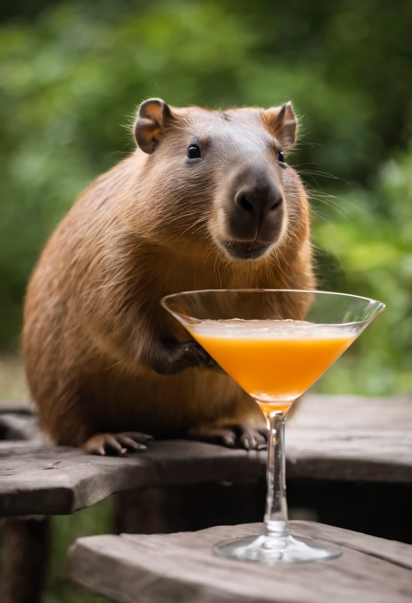 Capybara sitting in the bar，Premium bar，Capybaras drinking cocktails，Perfect capybara limbs