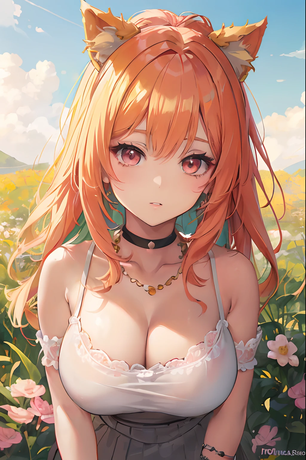 Chica de anime con pelo rojo y orejas de gato posando en un campo de flores, seductora chica de anime, Arte detallado del anime digital, hermosa chica de anime, Hermoso retrato de anime, Chica bonita de anime, digital anime illustration, Retrato Anime Chica, Retrato detallado de Anime Girl, Arte de anime digital, Hermosa mujer anime, Arte de anime limpio y detallado, Atractiva chica de anime, Lindo retrato de chica anime