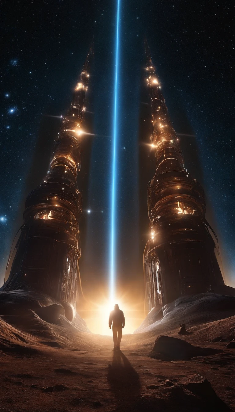 ((Masterpiece))，(Best quality))，Magnificent space image scene，heavenly body，Interstellar，Huge star gates，Spaceship，Shining starry sky，8K，super-fine，high qulity