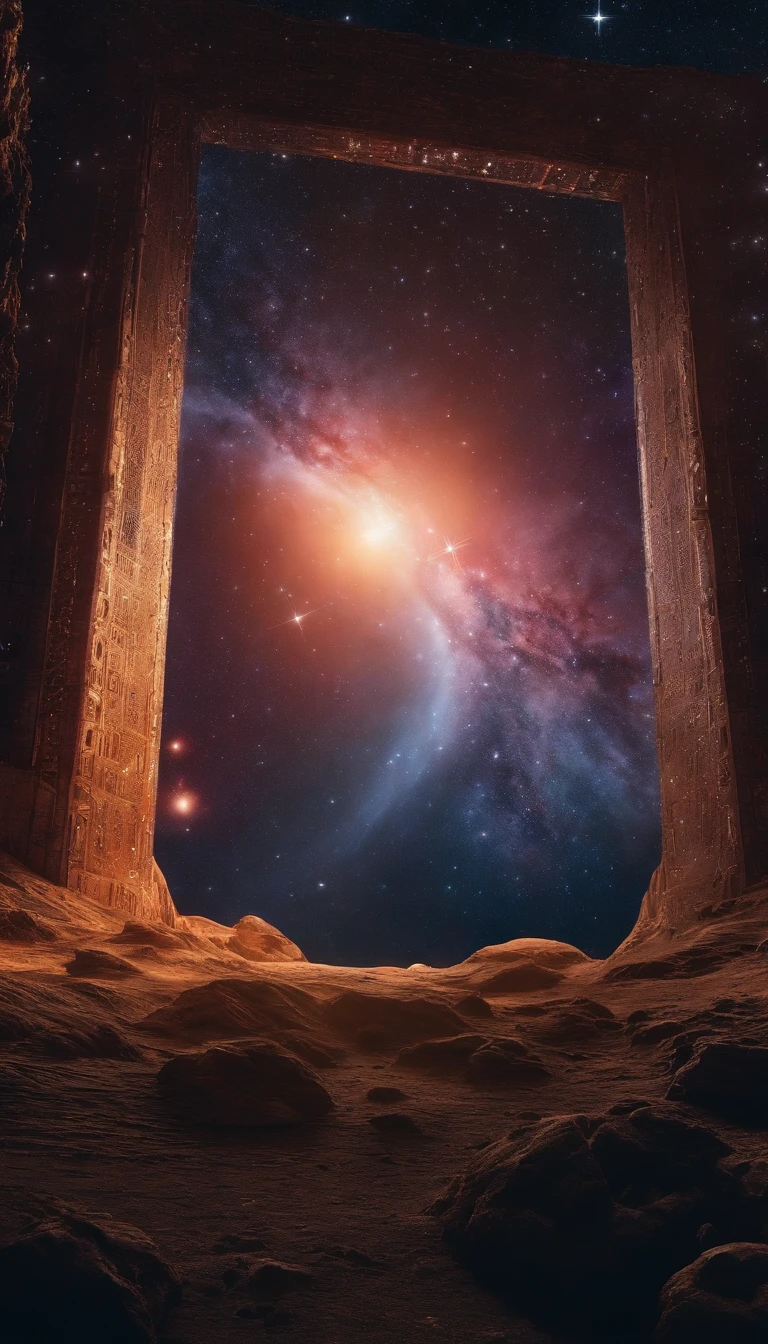 ((Masterpiece)),(Best quality)),Magnificent space image scene,heavenly body,Interstellar,Huge star gates,Spaceship,Shining starry sky,8K,super-fine,high qulity