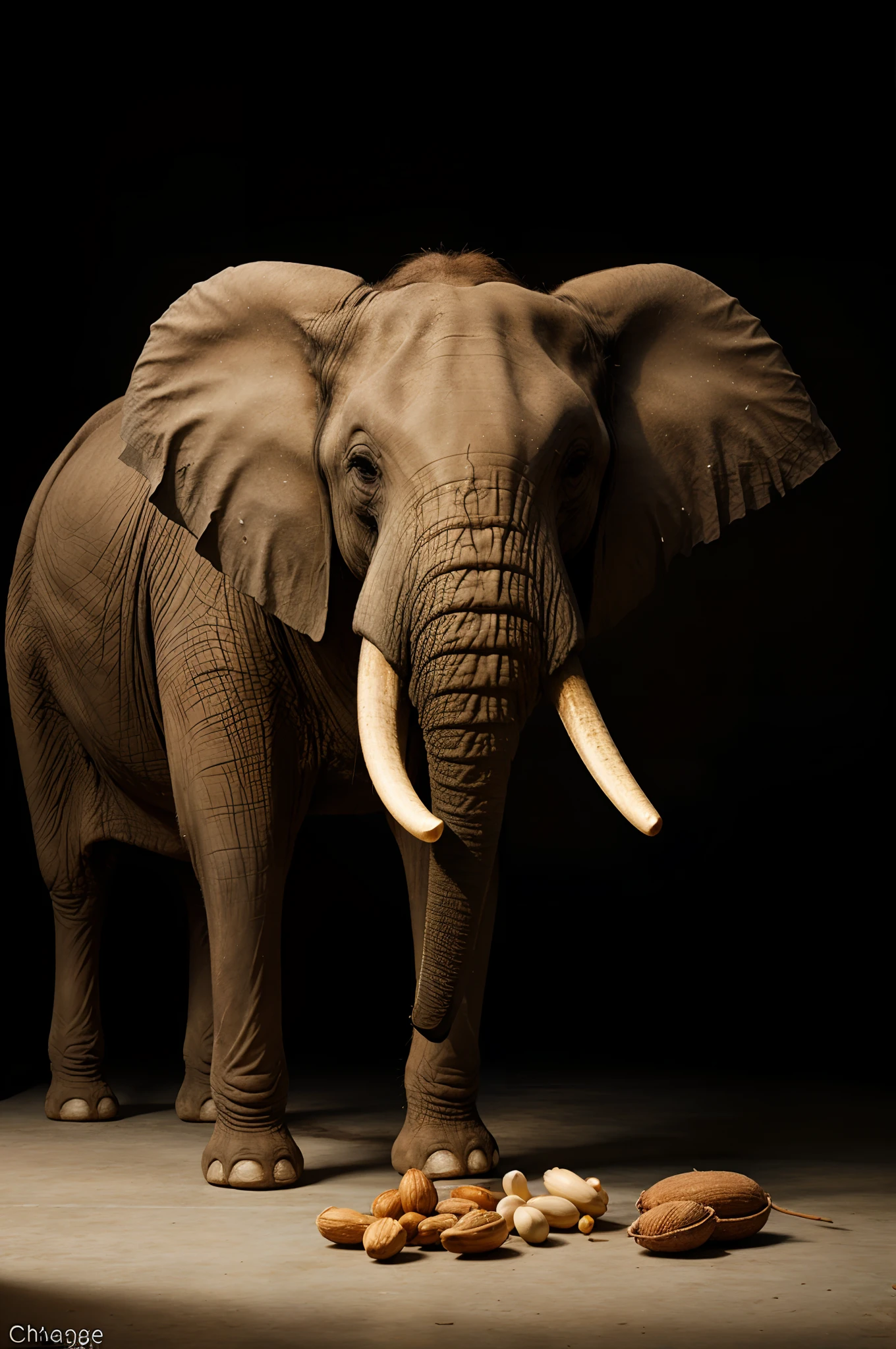 Create elephant image with black background 4k
