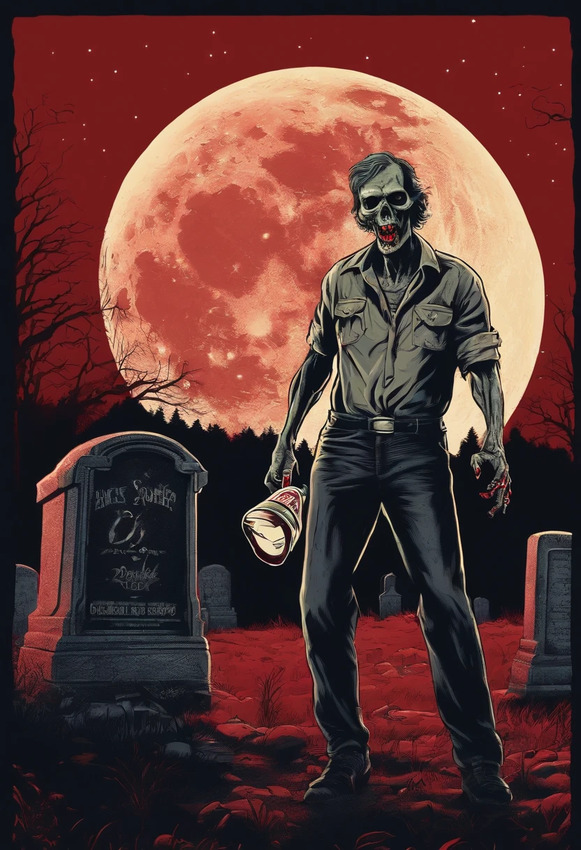 zombie, red moon, dark atmosphere <lora:MattSchustyle:0.9> MattSchu