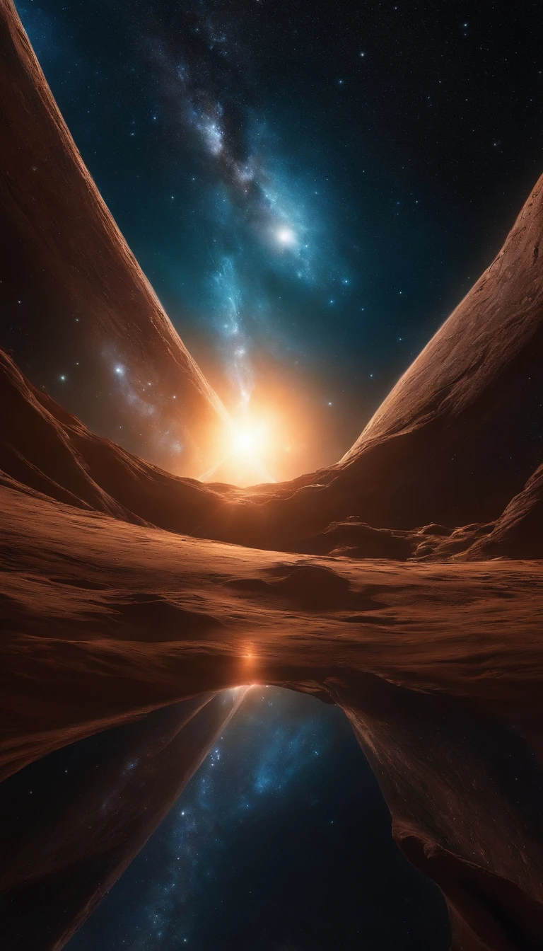 ((Masterpiece))，(Best quality))，Magnificent space image scene，heavenly body，Interstellar，Huge star gates，Spaceship，Shining starry sky，8K，super-fine，high qulity