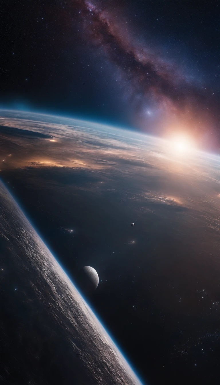((Masterpiece)),(Best quality)),Magnificent space image scene,heavenly body,Interstellar,Huge star gates,Spaceship,Shining starry sky,8K,super-fine,high qulity