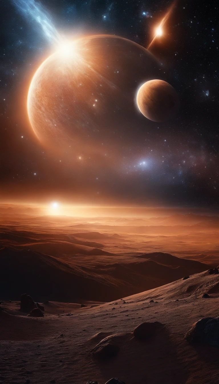 ((Masterpiece)),(Best quality)),Magnificent space image scene,heavenly body,Interstellar,Huge star gates,Spaceship,Shining starry sky,8K,super-fine,high qulity