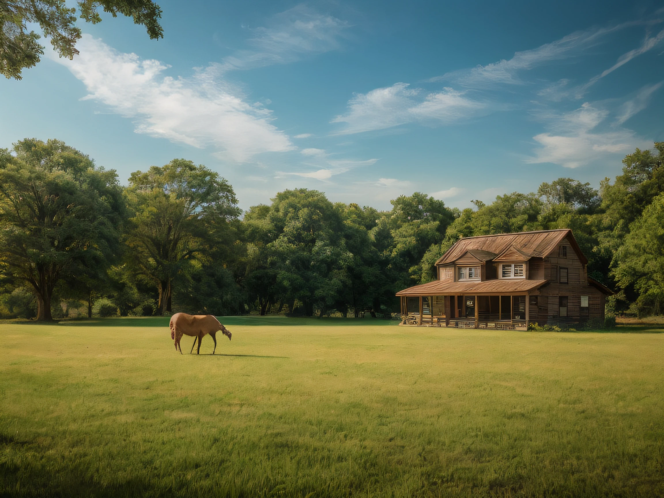 Countryside、Lush big breasts、Empty、(lawns)、naturey、Country life、fanciful, Starskrim, cleanness, Gorgeous, Colorful,Great farewell,24mm,amazing photo, dramatic lighting, Foto realism, 4K, depth of fields, A high resolution