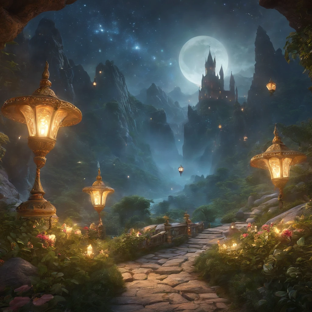 best quality,highres,ultra-detailed,realistic,portrait,imaginary world,dreamy atmosphere,vibrant colors,magical creatures,enchanted forest,fantasy elements,ethereal lighting,mystical landscapes,whimsical characters,mythical creatures,floating islands,flying dragons,magical castles,fairy tale-like,beautiful flowers and plants,sparkling waterfalls,unicorn in the moonlight,ethereal beings,dazzling stars and constellations,mysterious caves and tunnels,enchanted beings,breathtaking scenery,flying carpets and magic carpets,glowing lanterns,forbidden treasures and secret doors,mystical gateways,ancient ruins and temples,floating cities,magical sparks and dust,wandering adventurers,enchanted music and melodies,dreamlike harmony,extraordinary adventures in unknown realms.