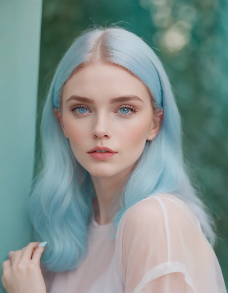 Market, neopop, pastel colors, by jimmy marble, portrait,  straight hair, blue eyes, Barbie (medium shot)