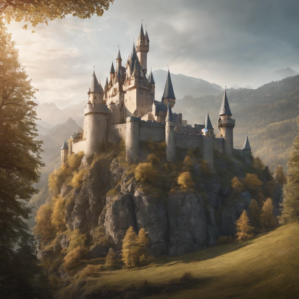 fantasy world . Castles . Magical creatures