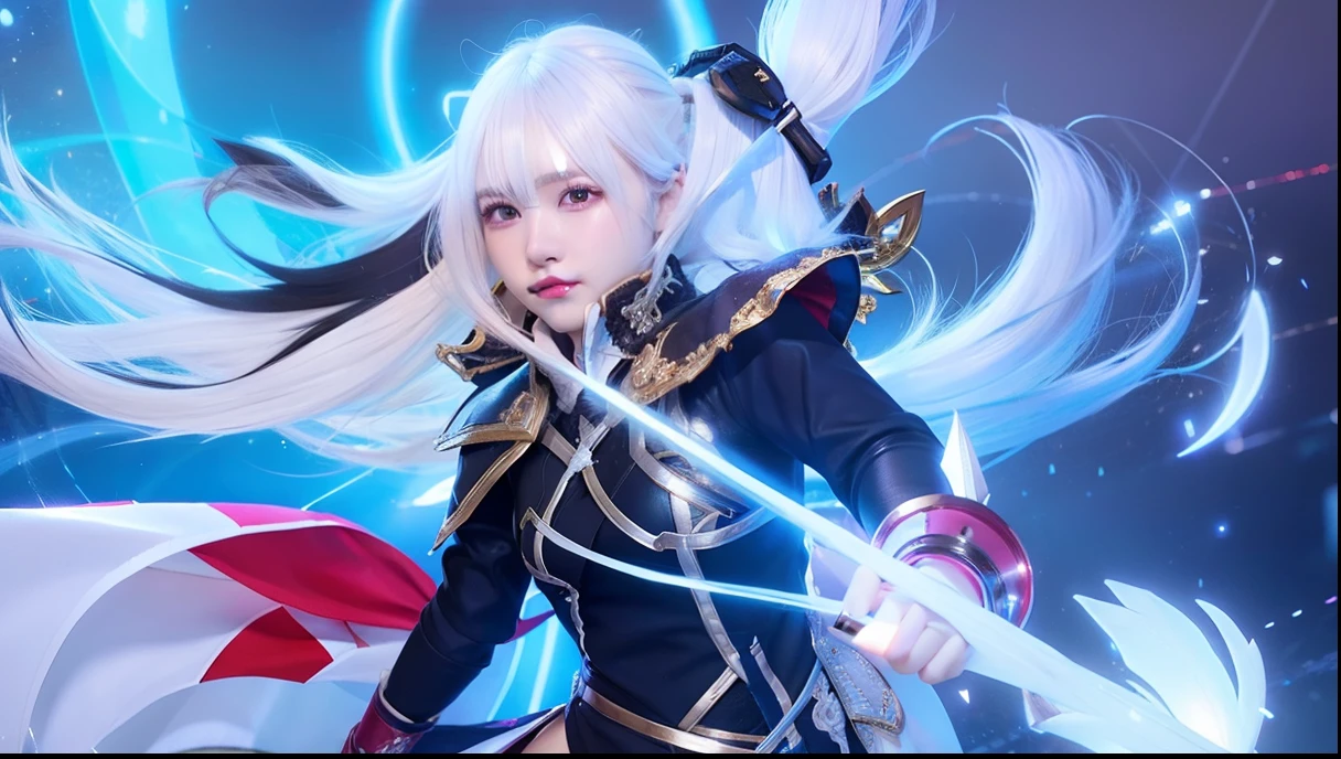 1girl miya mobile legends white hair, white skin ultra detail super realistic