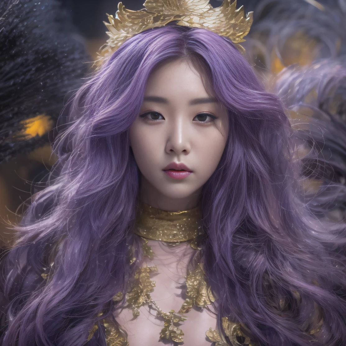 Agate glass texture 32K(tmasterpiece,k hd,hyper HD,32K)Long flowing bright purple hair,Autumn Pond,zydink, a color, Asian people (Kizi), (Red scarf), Combat posture, looking at the ground, long whitr hair, Floating bright purple, Fire cloud pattern gold tiara, Chinese long-sleeved gold silk garment, (abstract ink splash:1.2), white backgrounid,Lotus protector(realisticlying:1.4),Bright purple hair,Smoke on the road,The background is pure, A high resolution, the detail, RAW photogr, Sharp Re, Nikon D850 Film Stock Photo by Jefferies Lee 4 Kodak Portra 400 Camera F1.6 shots, Rich colors, ultra-realistic vivid textures, Dramatic lighting, Unreal Engine Art Station Trend, cinestir 800,Long flowing bright purple hair