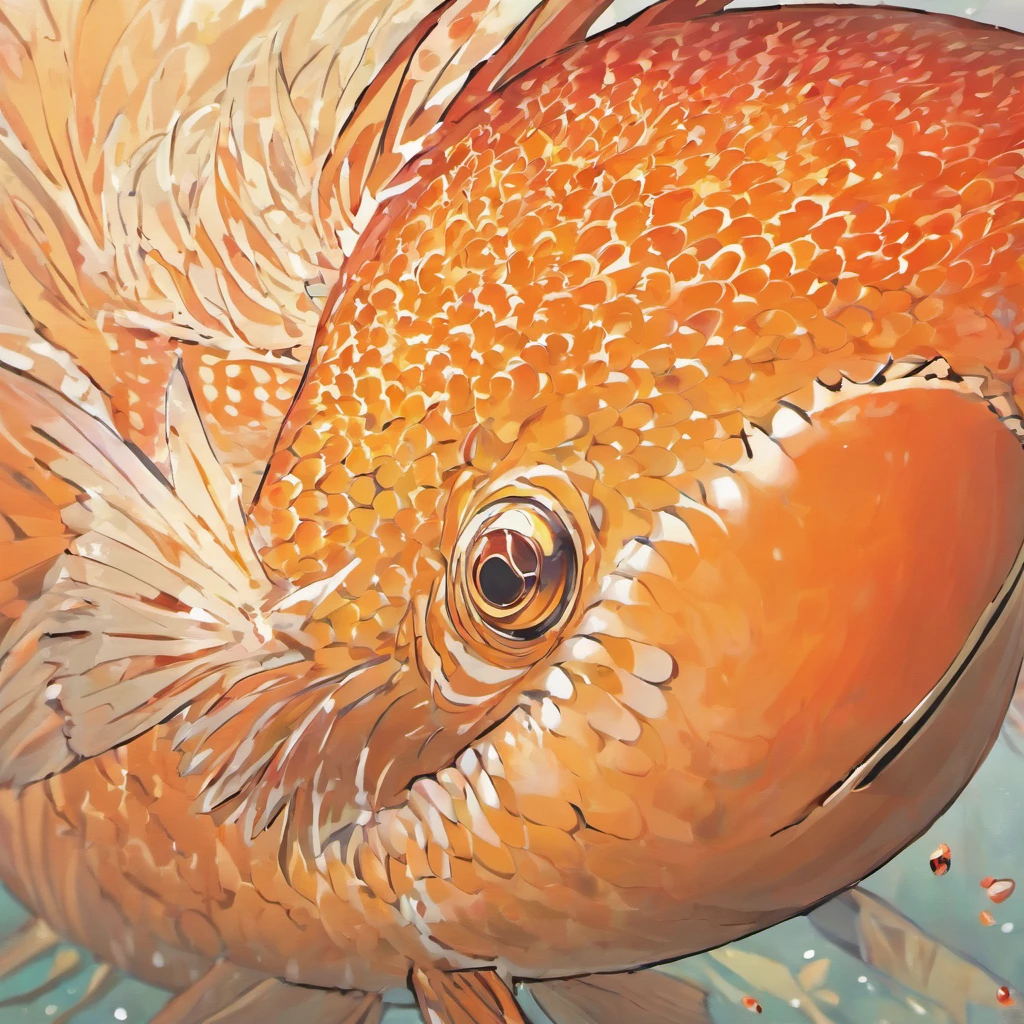 An orange flower horn Fish with red-brown and cream scales, Masterpiece, Best Quality, 100% white background