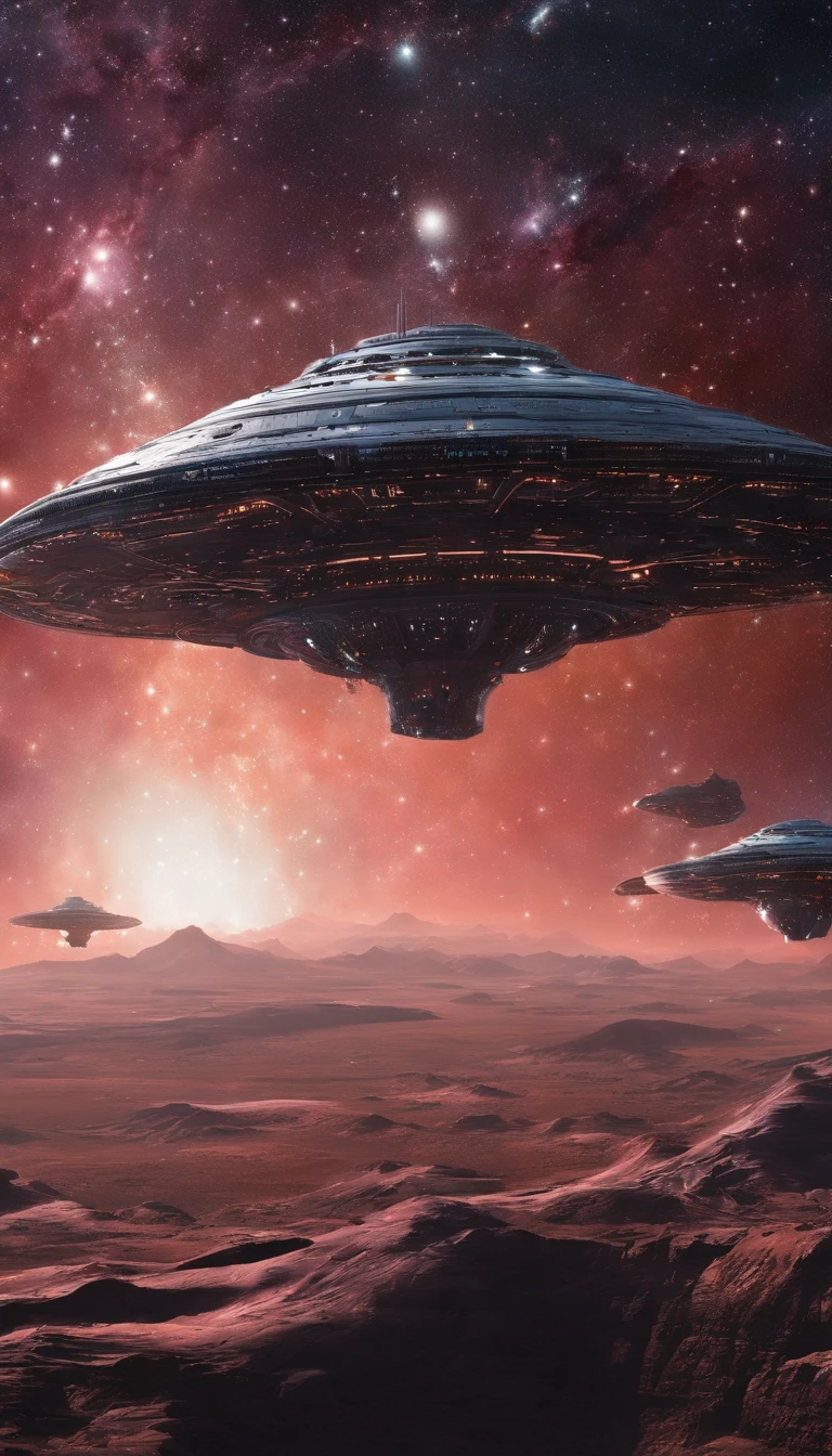 ((Masterpiece)),(Best quality)),Magnificent space image scene,heavenly body,Interstellar,Huge star gates,(((Huge starship))),Spaceship,Shining starry sky,8K,super-fine,high qulity