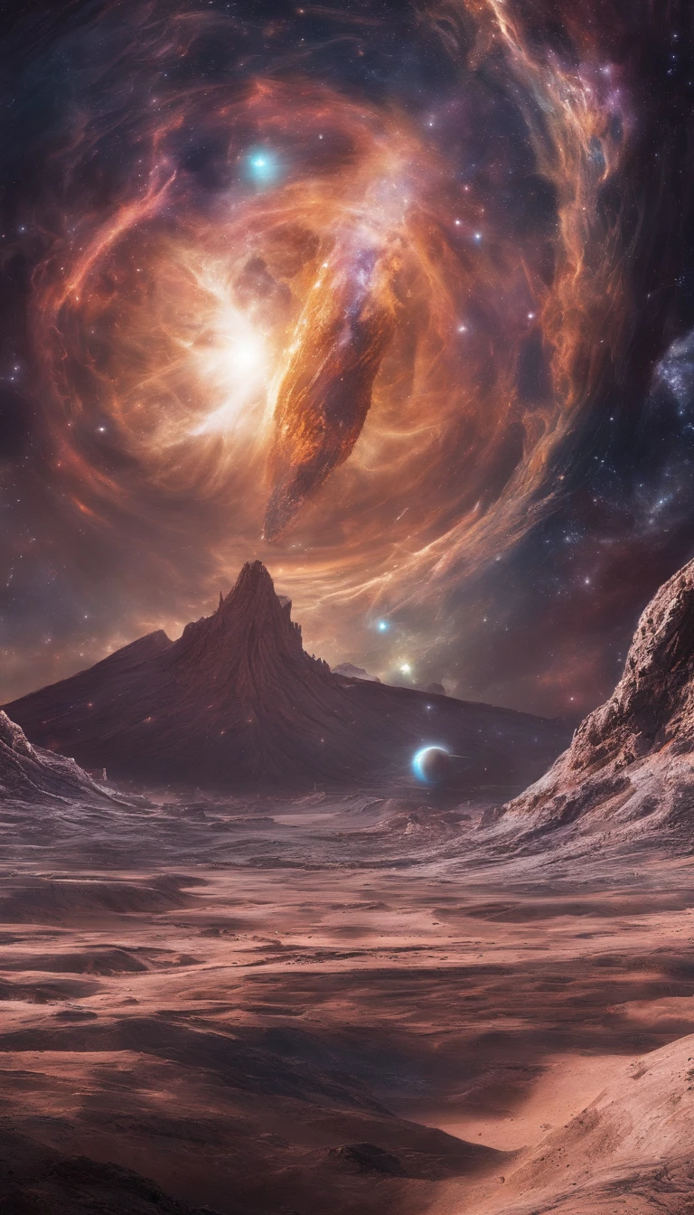 ((Masterpiece)),(Best quality)),Magnificent space image scene,heavenly body,Interstellar,Huge star gates,(((Huge starship))),Spaceship,Shining starry sky,8K,super-fine,high qulity