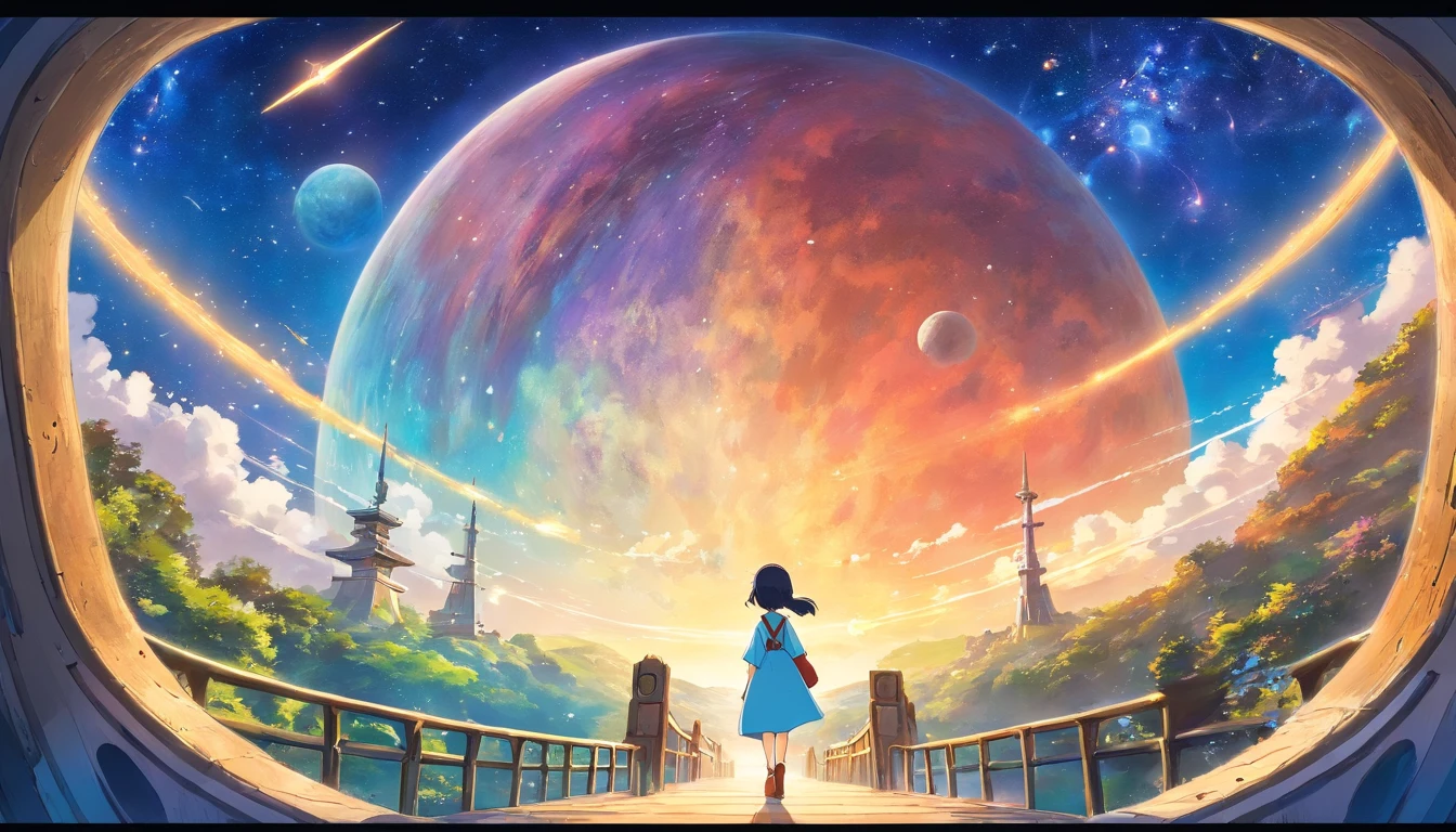 ((Masterpiece))，(Best quality))，Magnificent space image scene，heavenly body，Interstellar，Huge star gates，（（（Huge starship））），Spaceship，Shining starry sky，fisheyelens，8K，super-fine，high qulity