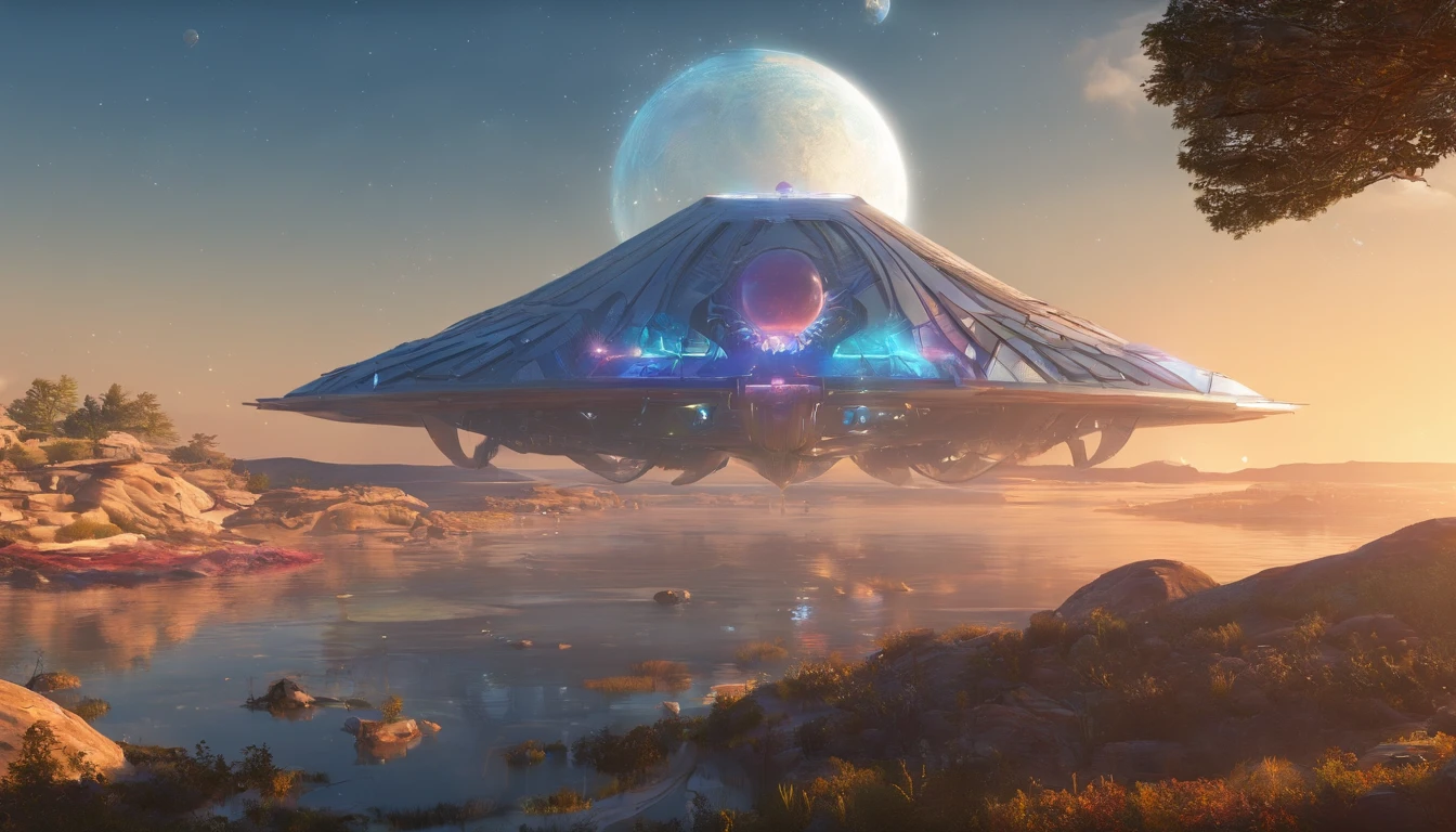 ((Masterpiece))，(Best quality))，Magnificent space image scene，heavenly body，Interstellar，Huge star gates，（（（Huge starship））），Spaceship，Shining starry sky，fisheyelens，8K，super-fine，high qulity