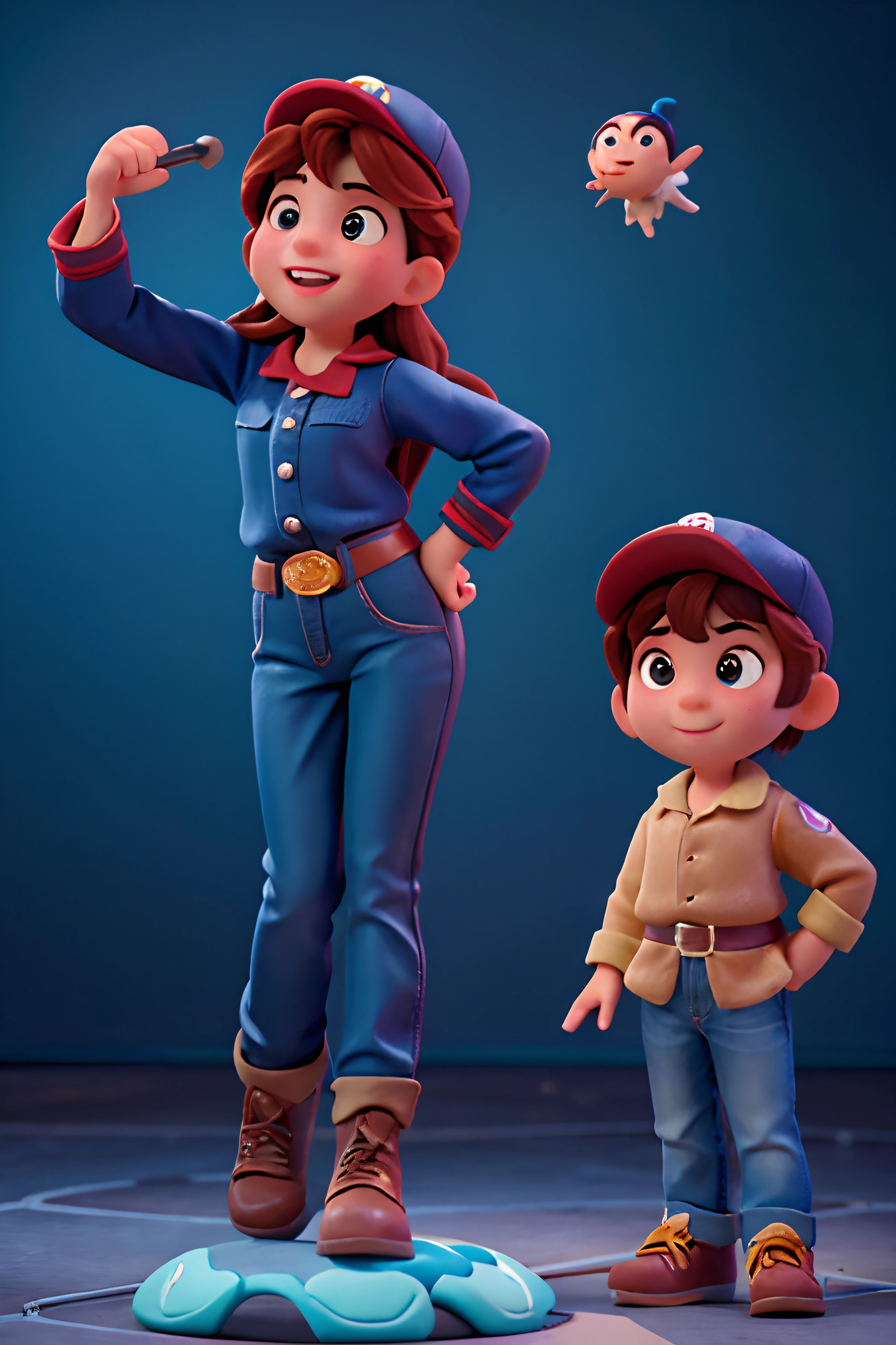 La mejor calidad, 8k, Altas Resoluciones, Obra maestra:1.2, Ultra detallado, realista:1.37, Padres comprensivos, Children's dreams, Bombero, Artista, Pixar, Disney, animification, Ilustraciones coloridas, colores vibrantes, Caracteres detallados, Expresiones realistas, dynamic poses, Ambiente reconfortante, Creative imagination, Magical scenes, Whimsical visual storytelling, Dream funds, Impresionantes efectos visuales, Professional Studio Lighting